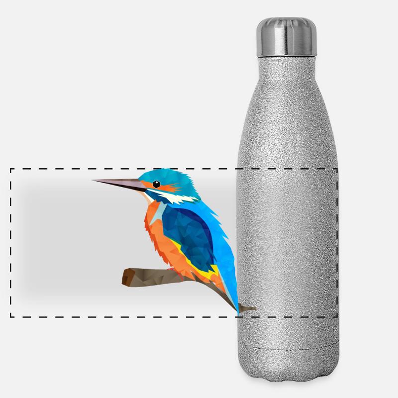 Martin-pêcheur à multiples facettes au plumage brillant Gourde isotherme panoramique pailletée 500 ml