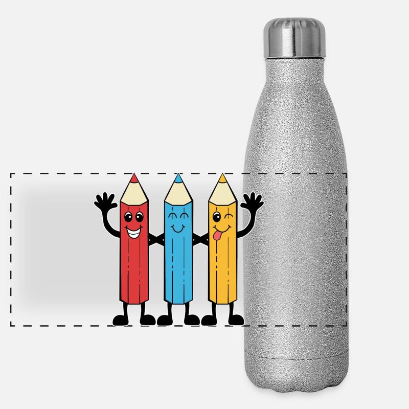 Buntstifte im Comic-Stil Panorama Glitzer Isolierflasche 500 ml
