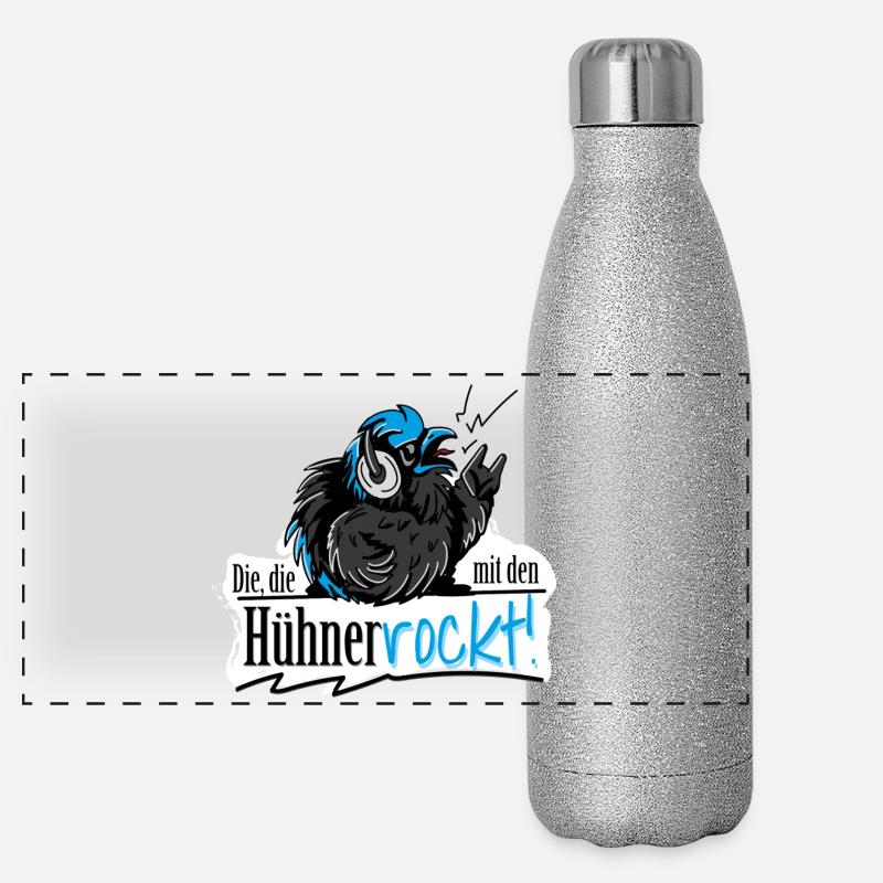 Mit Hühnern rocken Panorama Glitzer Isolierflasche 500 ml