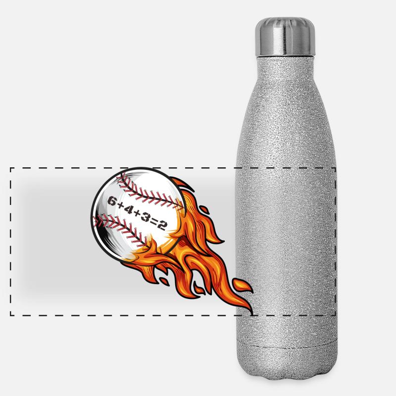 Baseball 6432 Double Play 6+4+3=2 Softball Math Panoramic Glitter Thermal Bottle 500 ml