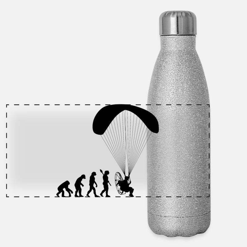 Paramoteur Évolution humaine drôle Gourde isotherme panoramique pailletée 500 ml