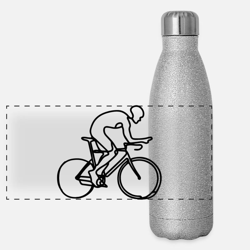 Radfahrer Zeichnung Panorama Glitzer Isolierflasche 500 ml
