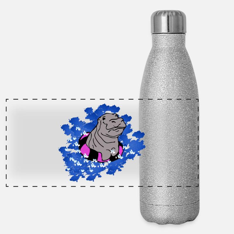 Bébé hippopotame Gourde isotherme panoramique pailletée 500 ml