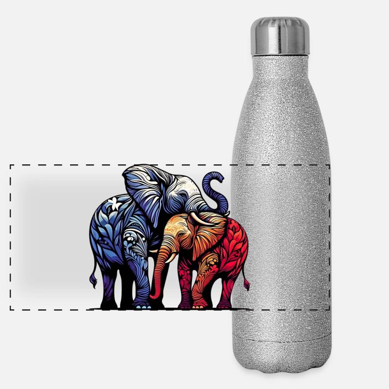 Elephants Panoramic Glitter Thermal Bottle 500 ml