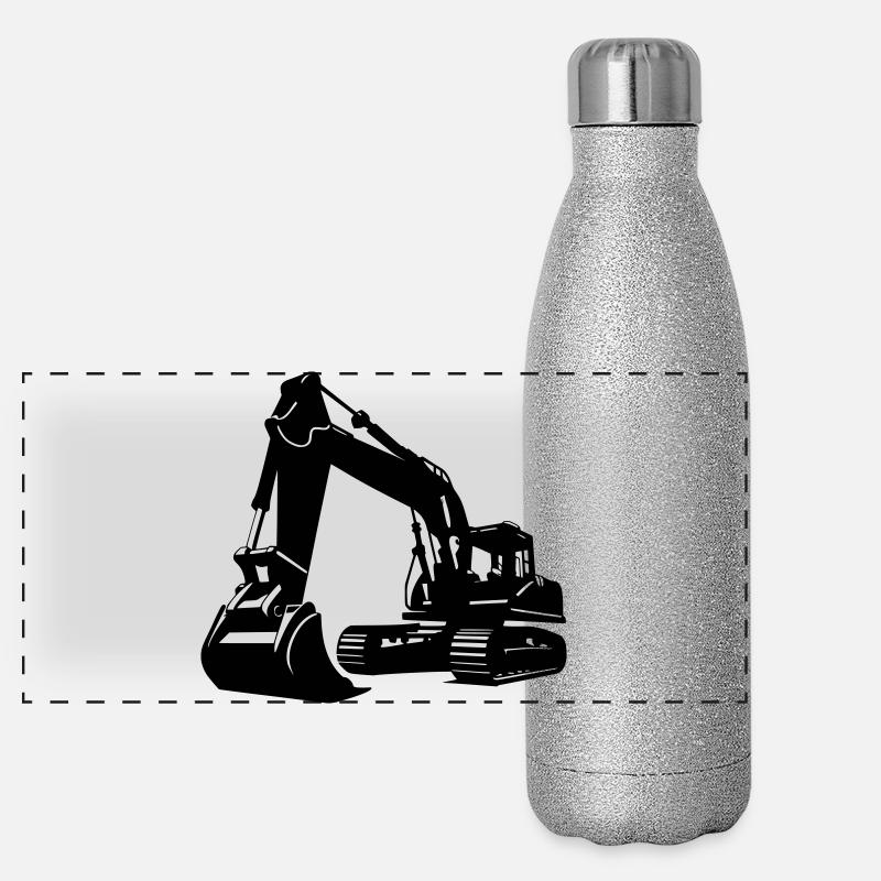 Bagger / excavator Panorama Glitzer Isolierflasche 500 ml