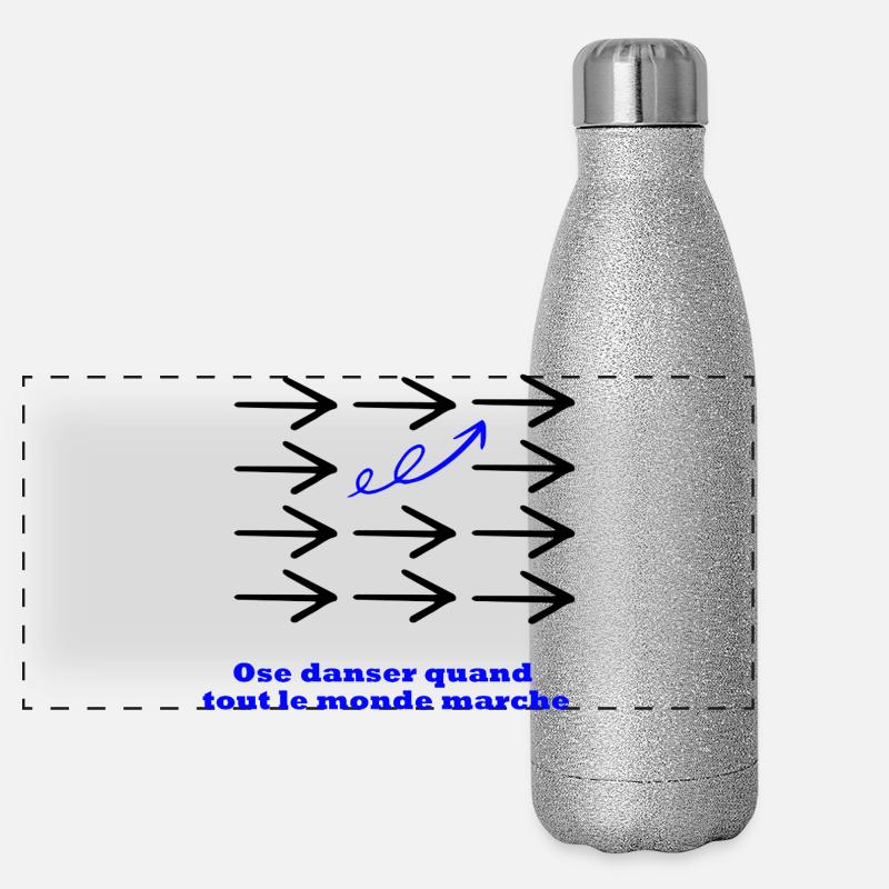 Dance when everyone else walks – Minimal design - Panoramic Glitter Thermal Bottle 500 ml - silver glitter