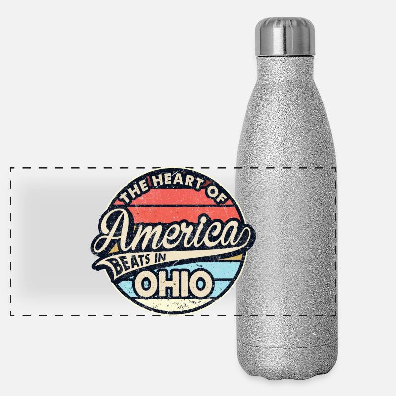 Herz von Amerika in Ohio Design Panorama Glitzer Isolierflasche 500 ml