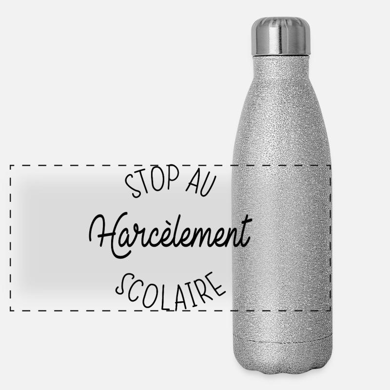 Stop School Bullying - Panoramic Glitter Thermal Bottle 500 ml - silver glitter