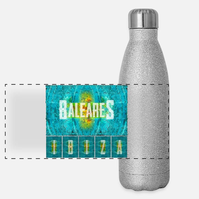 Balearic Islands Vibe Print Panoramic Glitter Thermal Bottle 500 ml