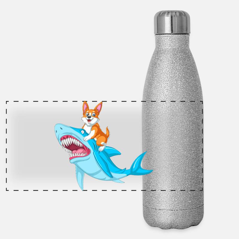 Corgi-Reithai lustiges Tierhemd Panorama Glitzer Isolierflasche 500 ml