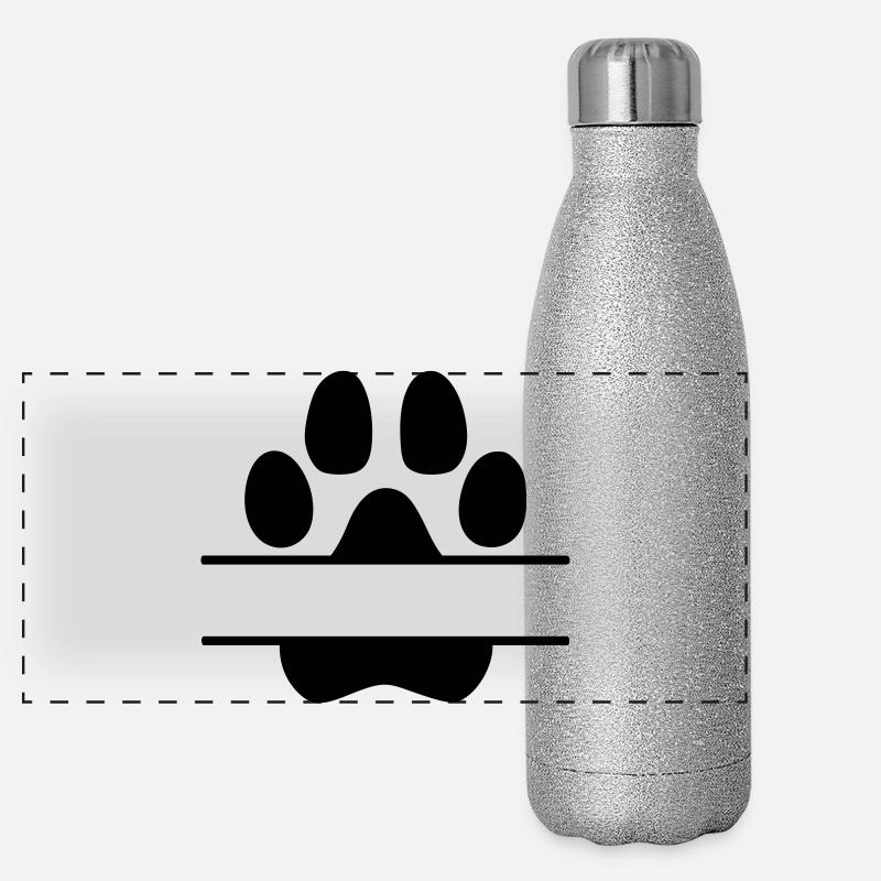 Dog Paws Name Tag Panoramic Glitter Thermal Bottle 500 ml