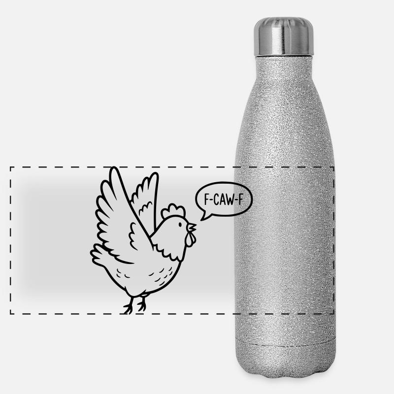 F-CAW-F White Chicken – Meme Chicken Illustration Panoramic Glitter Thermal Bottle 500 ml
