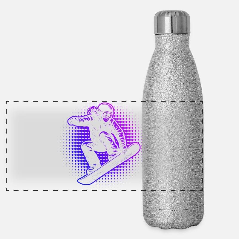 Neon Snowboarder Retro Vaporwave Gourde isotherme panoramique pailletée 500 ml