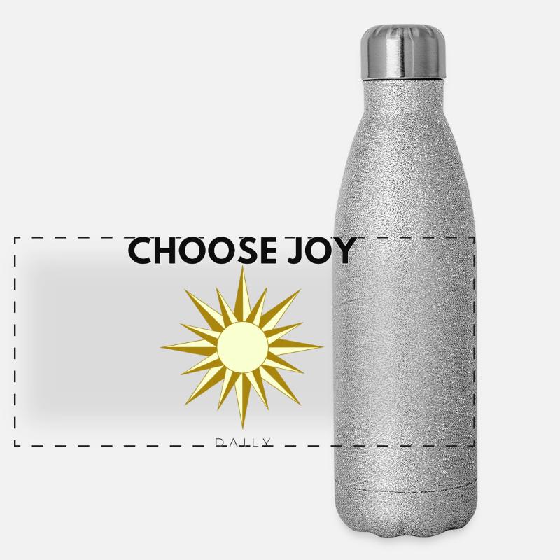 Wählen Sie Joy Daily Minimal Sun Quote Design Panorama Glitzer Isolierflasche 500 ml