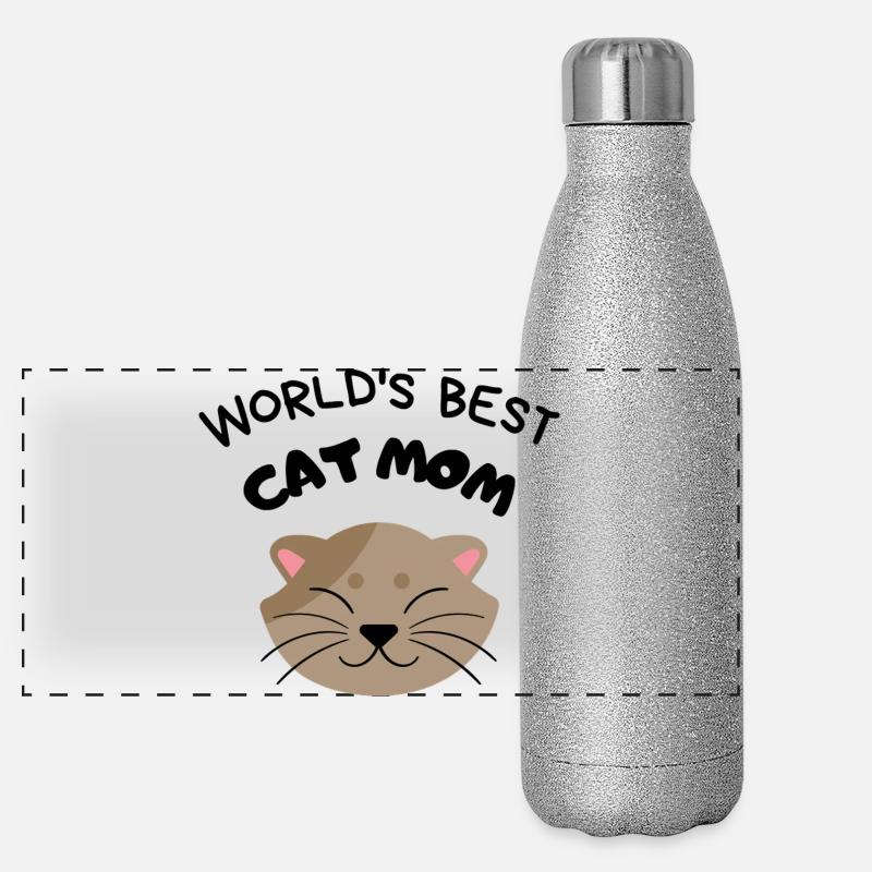 Meilleure maman de chat du monde Gourde isotherme panoramique pailletée 500 ml