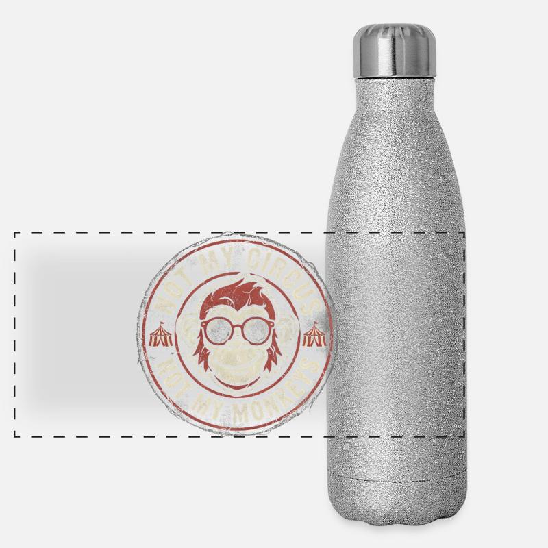 Pas mon cirque, pas mes singes Gourde isotherme panoramique pailletée 500 ml