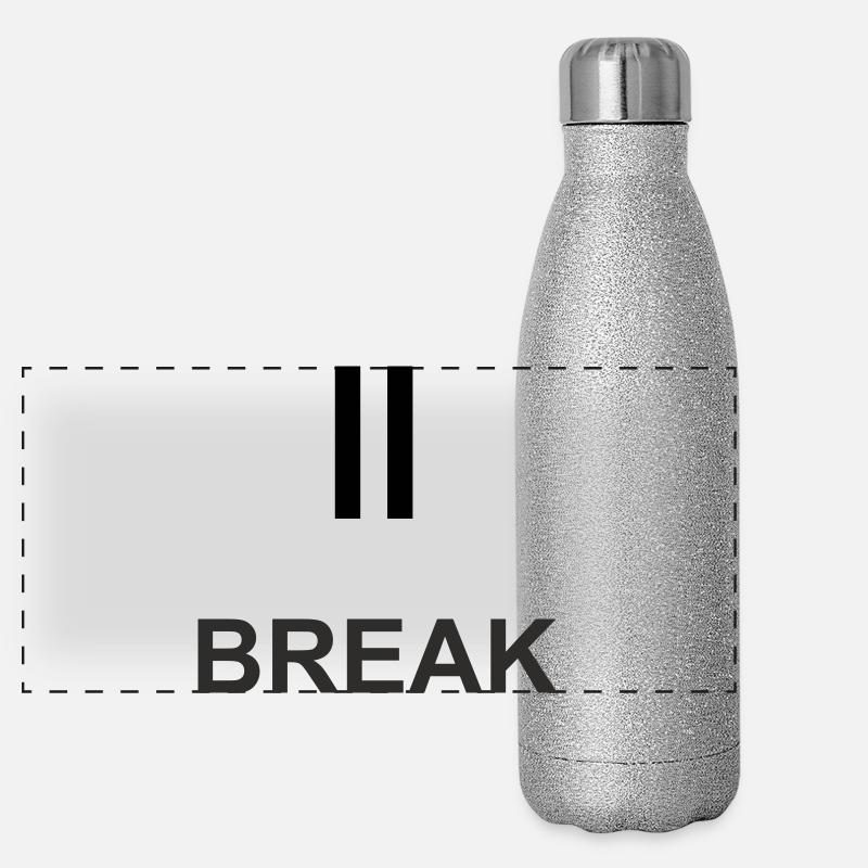 Pause-Zeichen „BREAK“ – Minimalistisches Work & Ch Panorama Glitzer Isolierflasche 500 ml