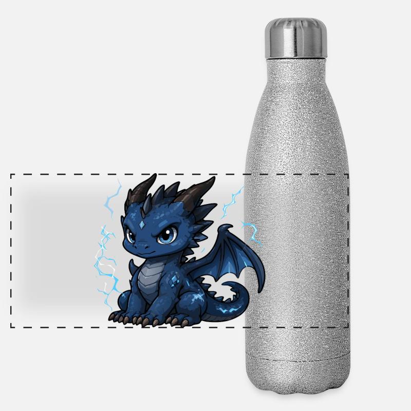 Blue Lightning Dragon Panoramic Glitter Thermal Bottle 500 ml