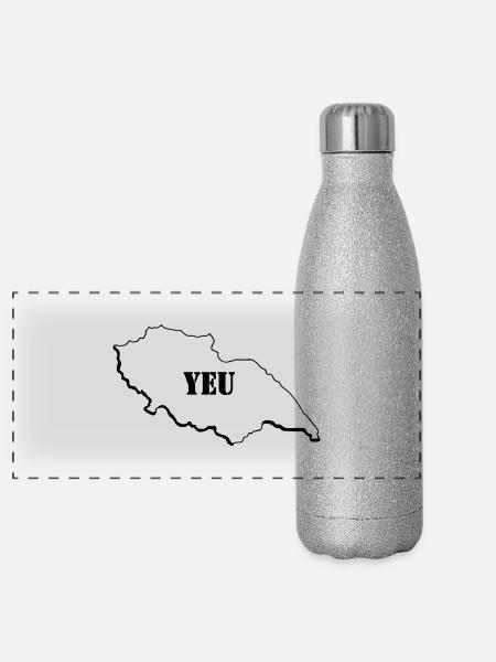 Dessin_de_YEU - Gourde isotherme panoramique pailletée 500 ml - paillettes argentées - Devant