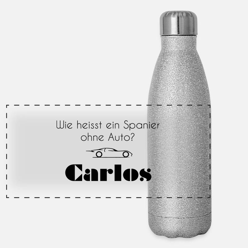 Auto - Panorama Glitzer Isolierflasche 500 ml - Silber Glitzer