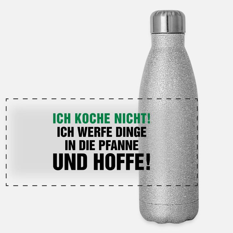 kochen Küche braten grillen Pfanne Topf Kitchen Panorama Glitzer Isolierflasche 500 ml