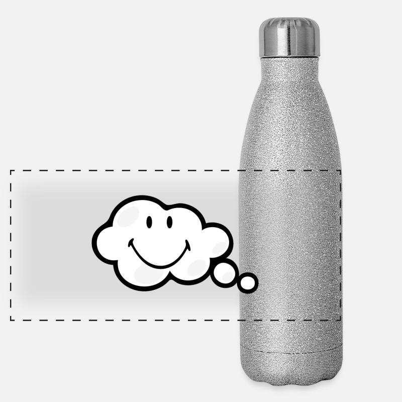 Smiley Think Bubble - Panorama Glitzer Isolierflasche 500 ml - Silber Glitzer