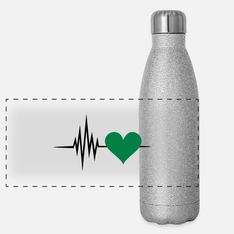 Pulse, frequency, heartbeat, vegan heart rate Panoramic Glitter Thermal Bottle 500 ml