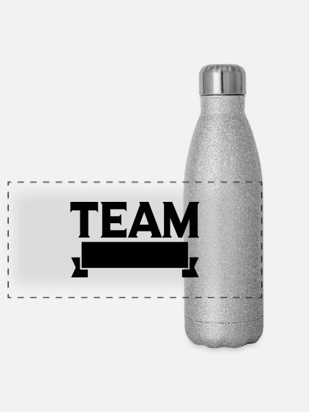 Team Banner - Gourde isotherme panoramique pailletée 500 ml - paillettes argentées - Devant