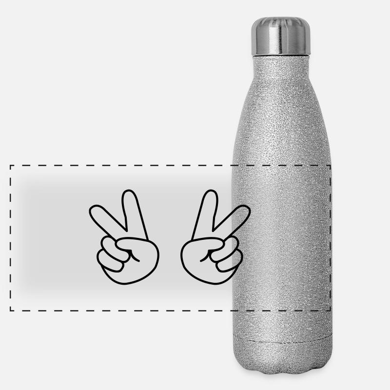 peace_haende_comic_01 Panorama Glitzer Isolierflasche 500 ml