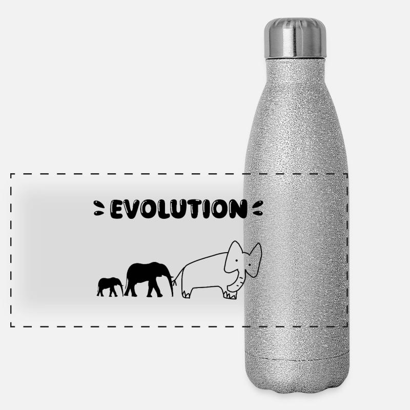 Elephant Evolution – Drôles d’étapes de l’évolution. Gourde isotherme panoramique pailletée 500 ml