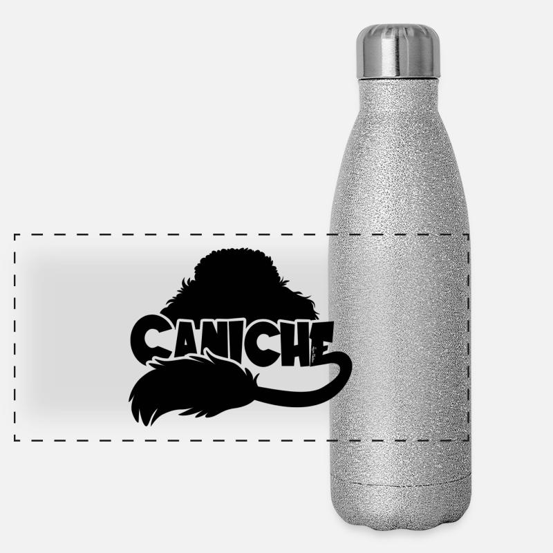Poodle Silhouette - Black Panoramic Glitter Thermal Bottle 500 ml