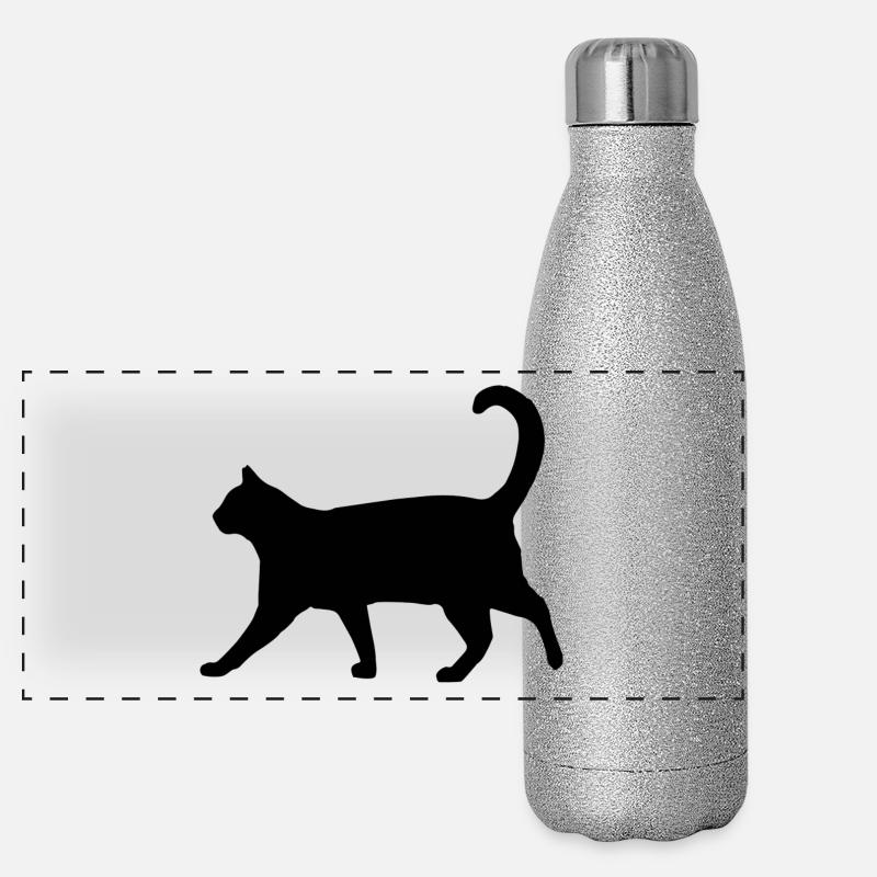 Katze Silhouette klassisch Panorama Glitzer Isolierflasche 500 ml