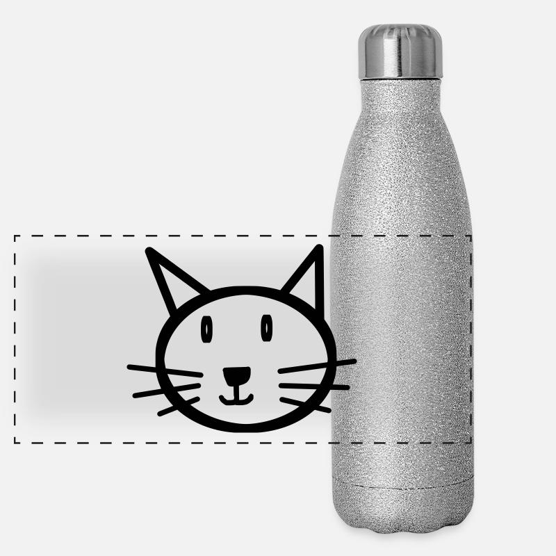 Cat Cats face Gift Gift idea - Panoramic Glitter Thermal Bottle 500 ml - silver glitter