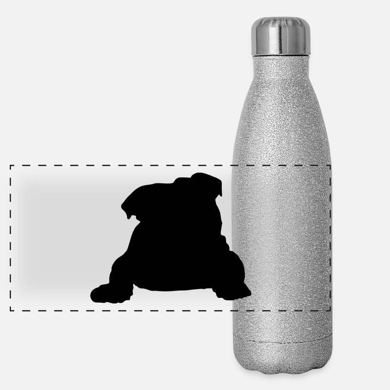 Englische Bulldogge - Panorama Glitzer Isolierflasche 500 ml - Silber Glitzer