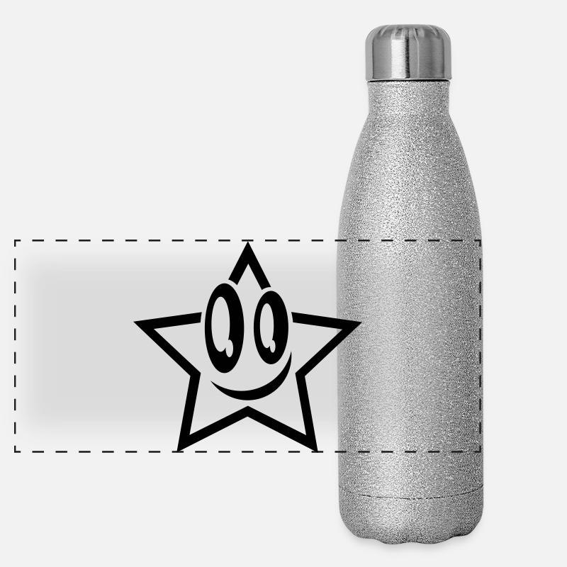 lachender stern gesicht star Panorama Glitzer Isolierflasche 500 ml