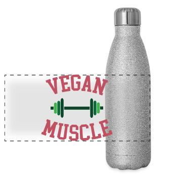 Vegan Muscle - Panoramic Glitter Thermal Bottle 500 ml - silver glitter - Front