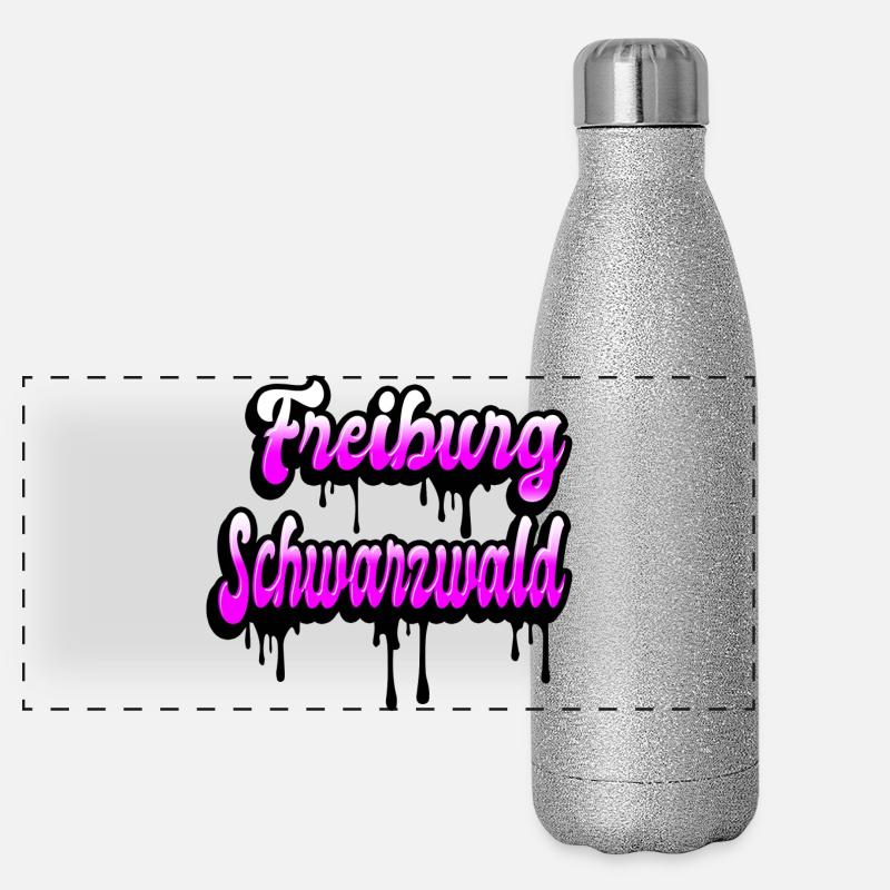 Freiburg Schwarzwald Design Panorama Glitzer Isolierflasche 500 ml