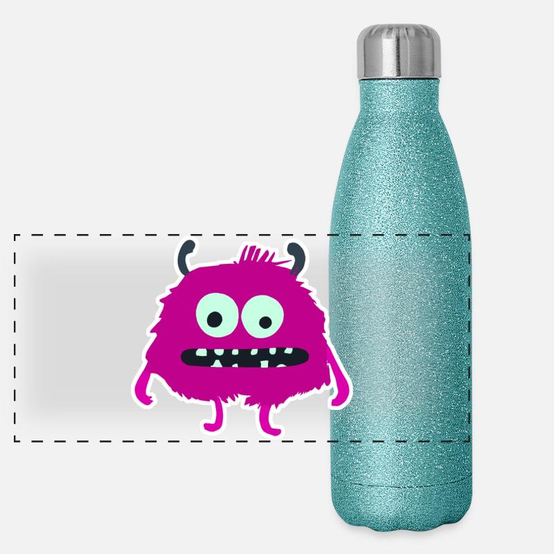 Monstre Pourpre Poilue | Créature mignonne et ridicule Gourde isotherme panoramique pailletée 500 ml