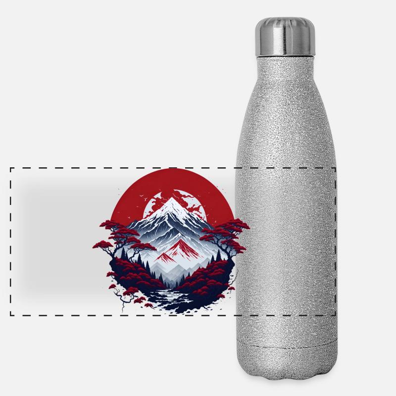 Asian mountain scenery Panoramic Glitter Thermal Bottle 500 ml