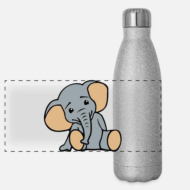 Petit éléphant mignon Gourde isotherme panoramique pailletée 500 ml