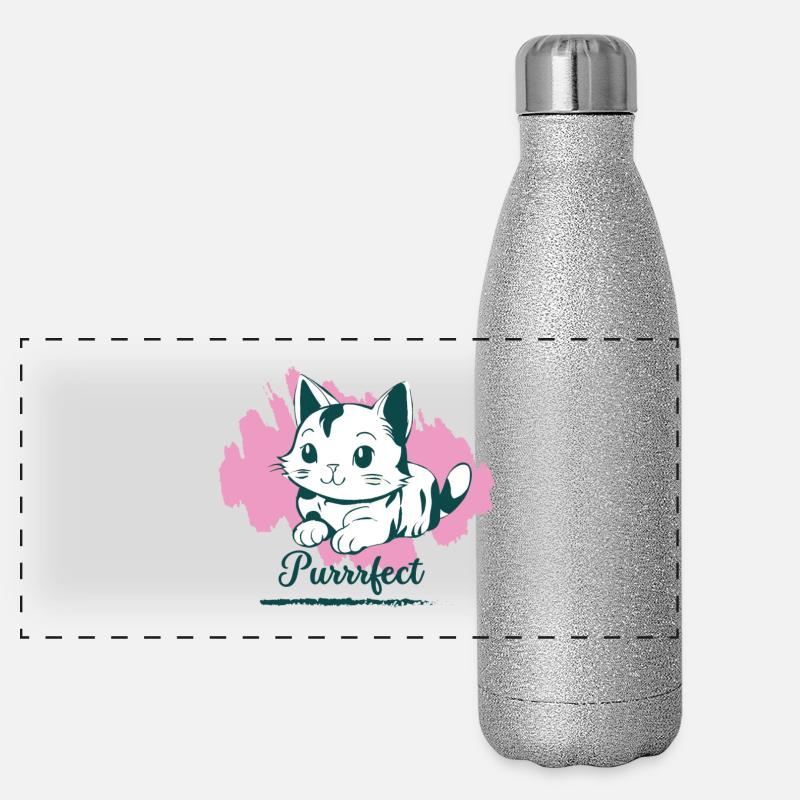 🥺Chat parfait ronronnait mignon doux adorable Gourde isotherme panoramique pailletée 500 ml