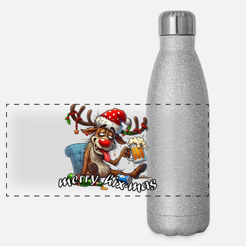 Joyeux Hix-Mas Gourde isotherme panoramique pailletée 500 ml