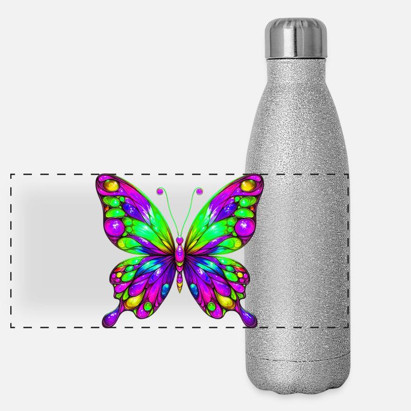 Schmetterling Panorama Glitzer Isolierflasche 500 ml