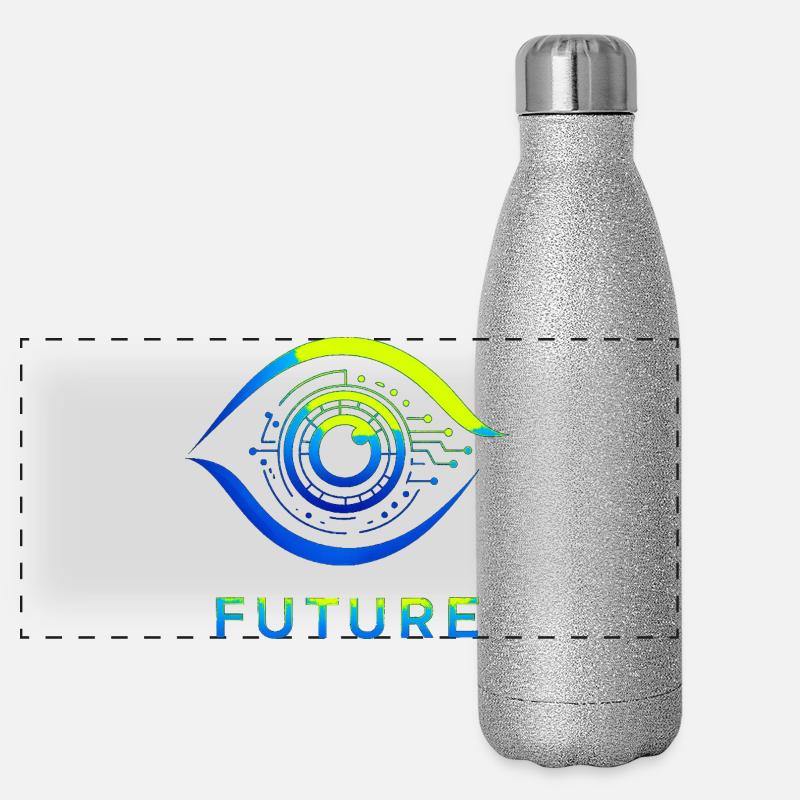 Futuristic Circle Technology Design Panoramic Glitter Thermal Bottle 500 ml