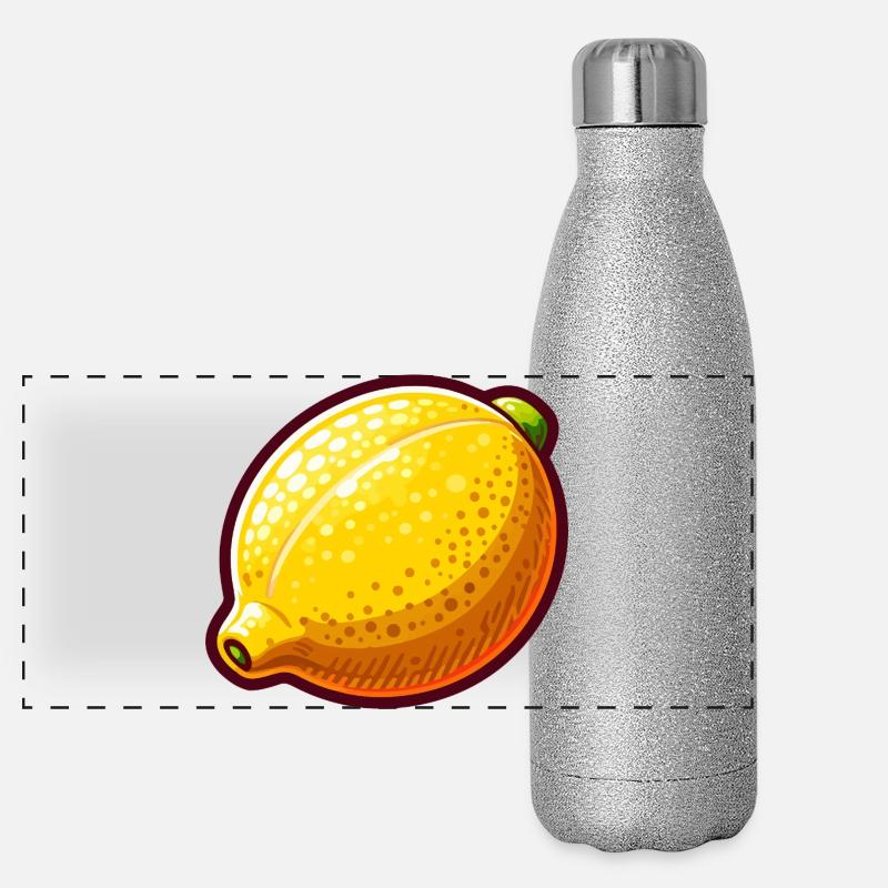 Lemon Pop Art Yellow Panoramic Glitter Thermal Bottle 500 ml