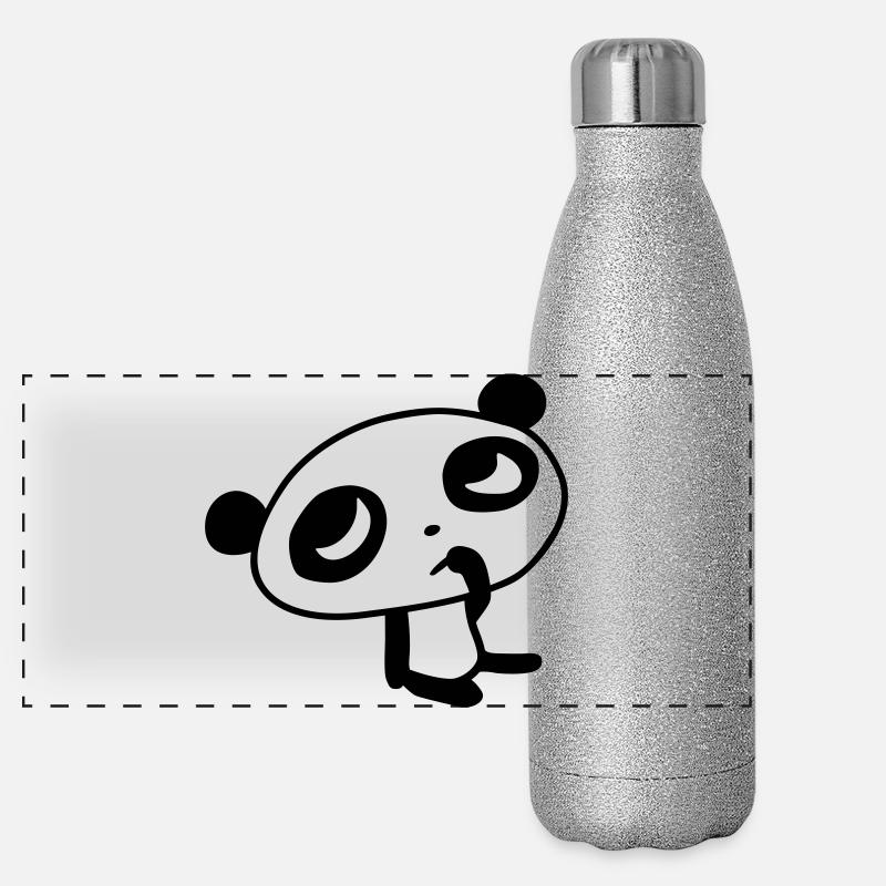 Panda mignon – Ours Kawaii et design en bambou Gourde isotherme panoramique pailletée 500 ml