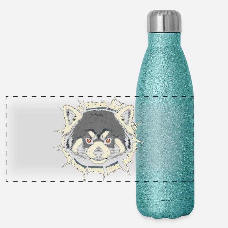 Cute Red Panda Peeking Out Crack Panoramic Glitter Thermal Bottle 500 ml