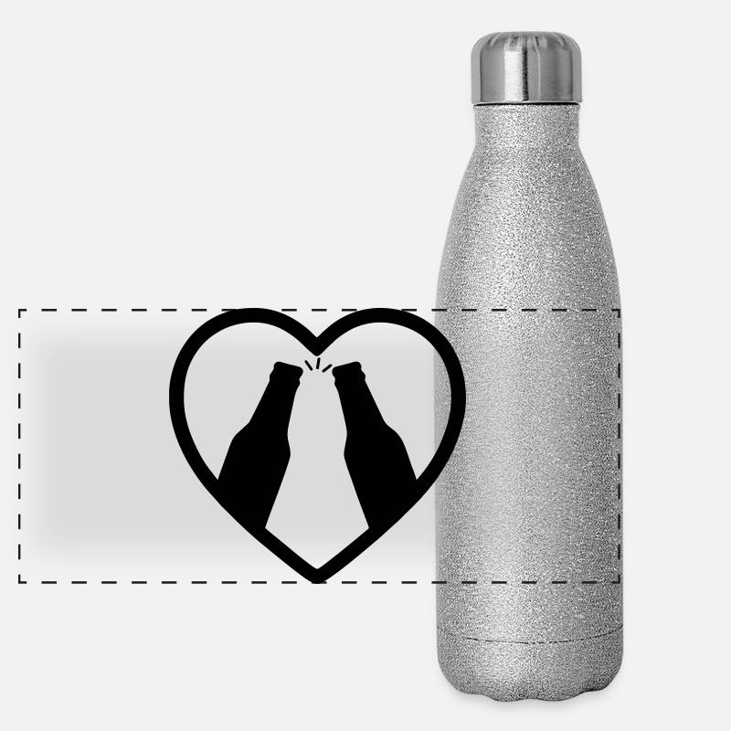 Herzflaschen Bier-Aperitif-Geschenk Panorama Glitzer Isolierflasche 500 ml