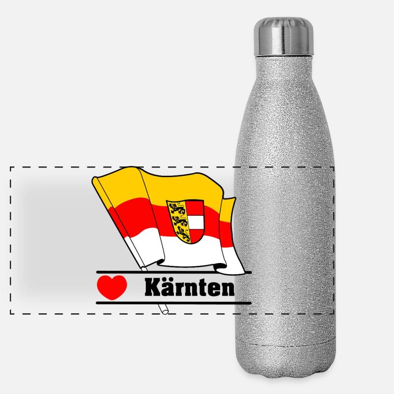 Carinthia County Flag with Heart Panoramic Glitter Thermal Bottle 500 ml
