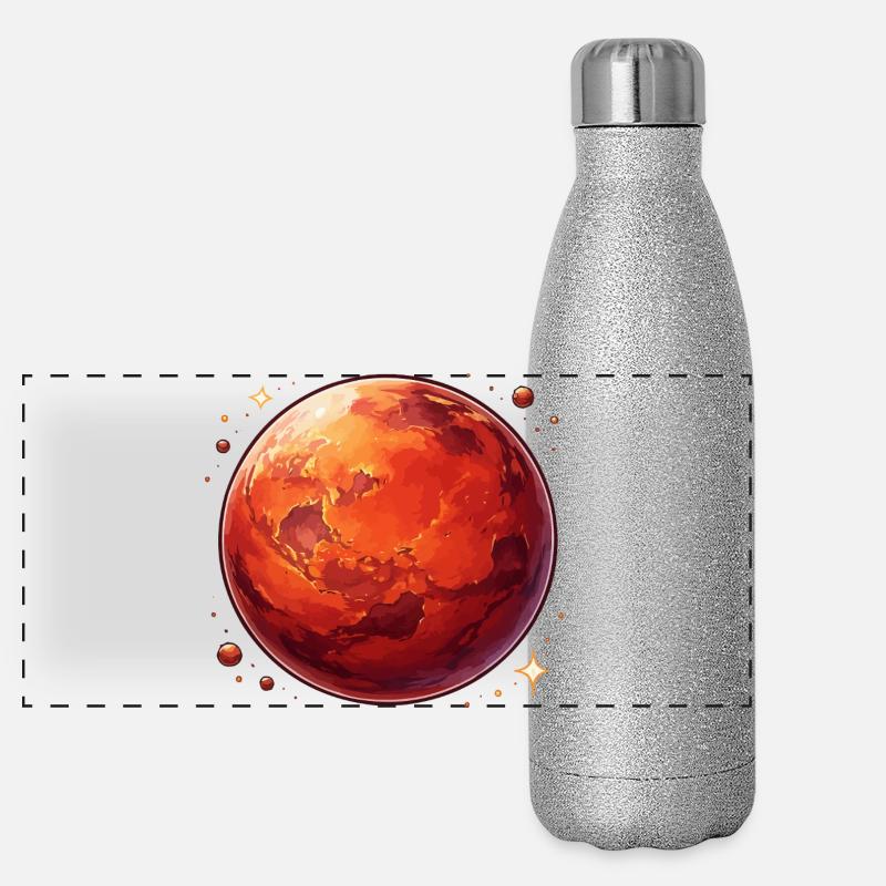 Roter Planet Mars kosmische Illustration Panorama Glitzer Isolierflasche 500 ml